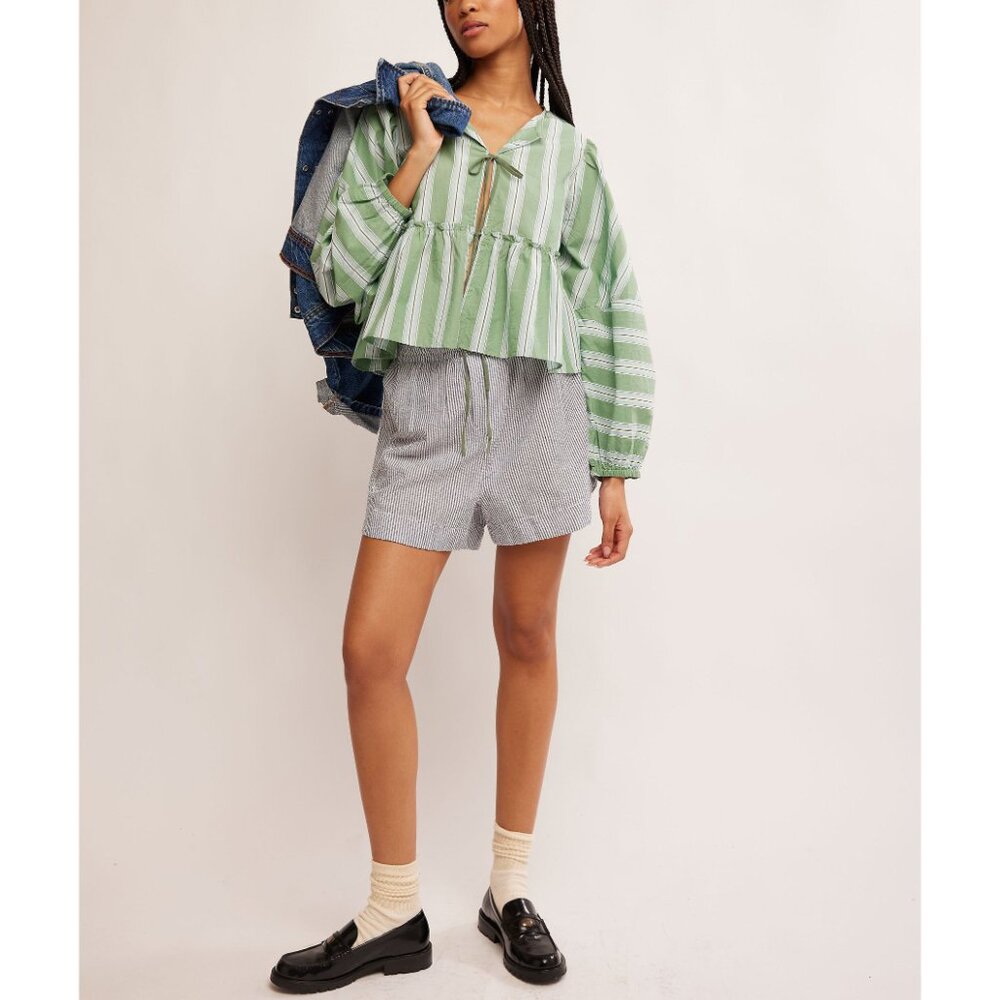 🎉LAST CHANCE🎉 FREE PEOPLE Brunch Babe Blouse / White Spruce Combo - Picture 10 of 11